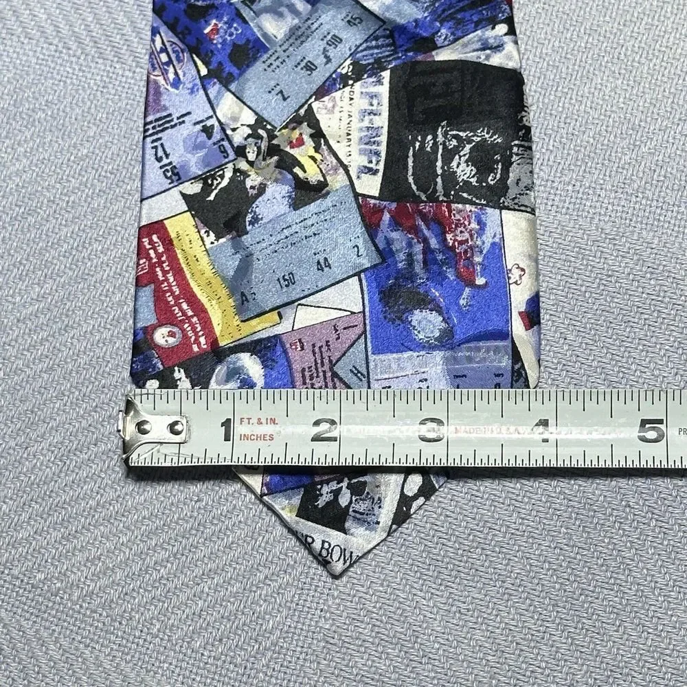 Vintage NFL Super Bowl Tickets‎ Print Mens 100% Woven Silk Necktie 3.75 x 55